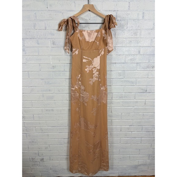 Show Me Your MuMu Dresses & Skirts - Show Me Your Mumu Edith Maxi Dress Womens S Nude Floral Burnout Tie Strap Formal